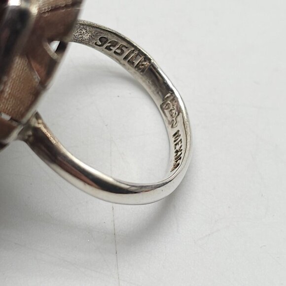 Vintage Taxco Sterling Silver Ring With Oval Tigers Eye Stone Size 8 - Picture 6 of 8